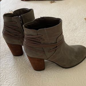 Stacked heel ankle boots